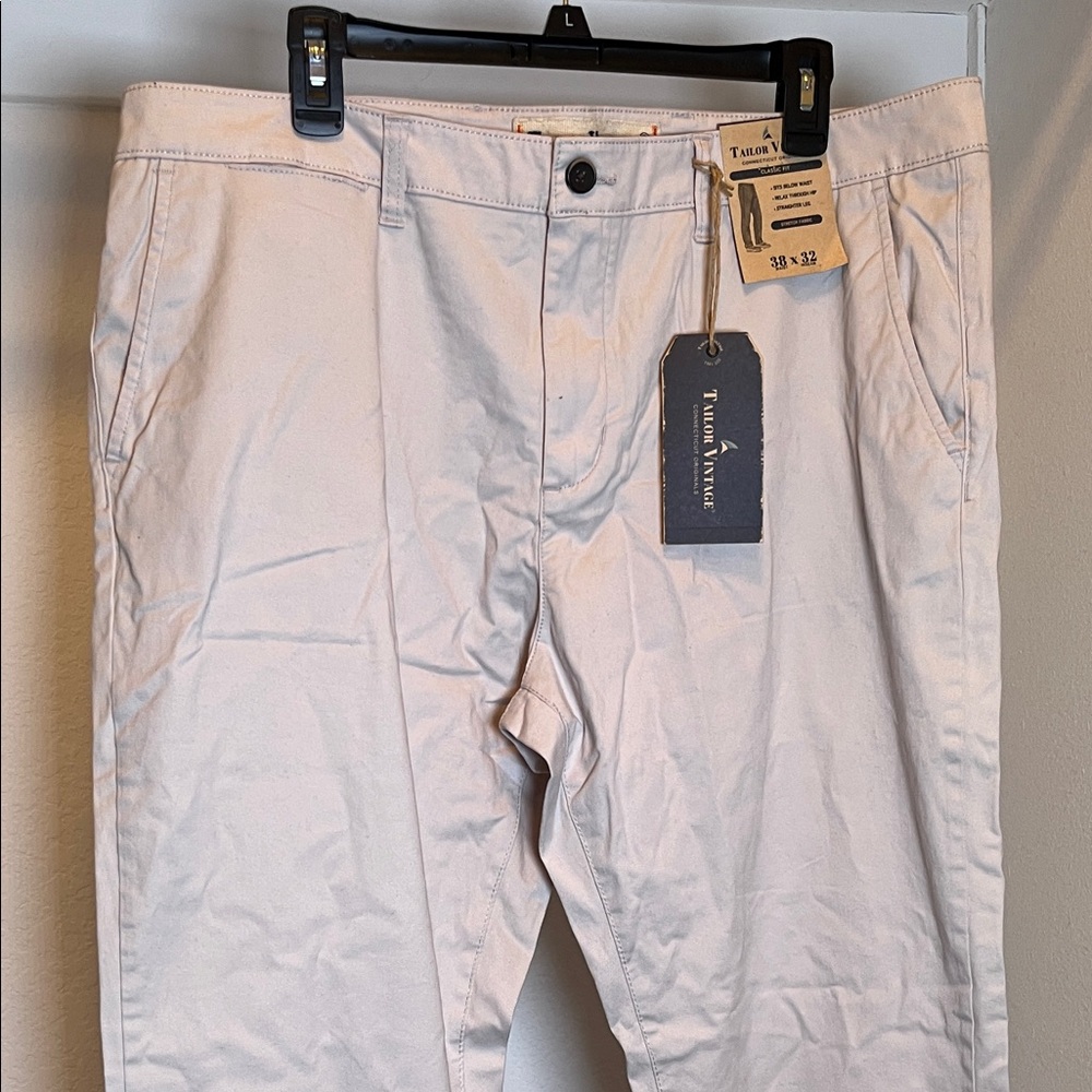 NWT Tailor Vintage Connecticut Originals 38x32 gray Classic Fit chino pants